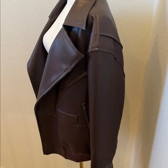Norma Kamali Oversized Moto Jacket - Chocolate - Picture 6 of 12